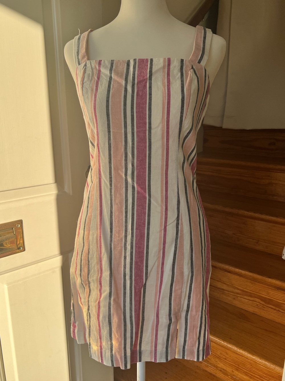 Forever 21 Striped Pink & White Sundress with Square Neck